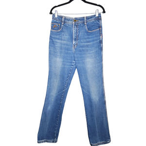 Jordache Horse Embroidered Straight Leg High Waist Denim Jeans 14 Western